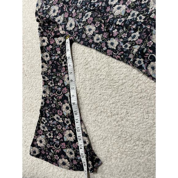NWT AEO Don't Ask Why Women's Size OS Floral Long Bell Sleeve Mini Dress Black - Picture 9 of 9